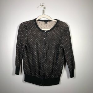 Black Polka Dot Ann Taylor 3/4 Sleeve Cardigan (M)